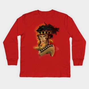 Woman Pintado Warrior Kids Long Sleeve T-Shirt